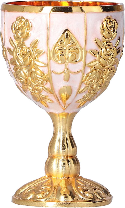 2Pcs Goblet Cup Golden Metal Retro Wine Cup Chalice Goblets